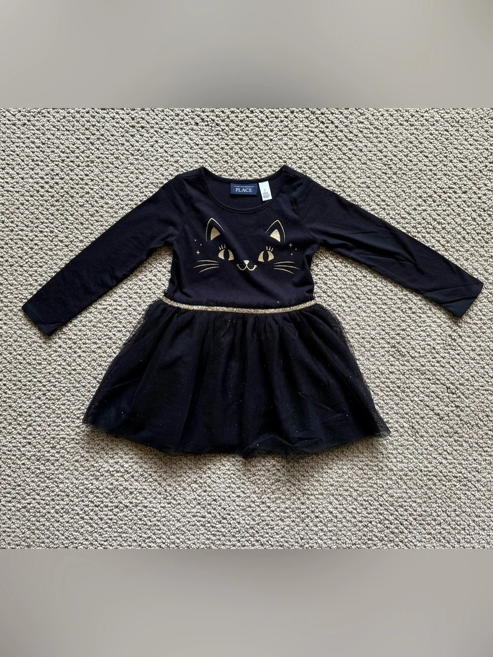 *NWT* The Children's Place Toddlers’ Black Cat Tulle Skirt Dress, Size 3T
